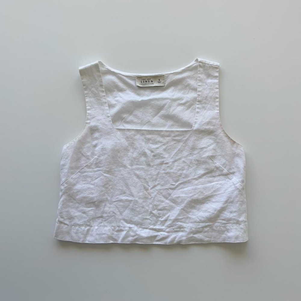 Abercrombie & Fitch White Linen Crop Top